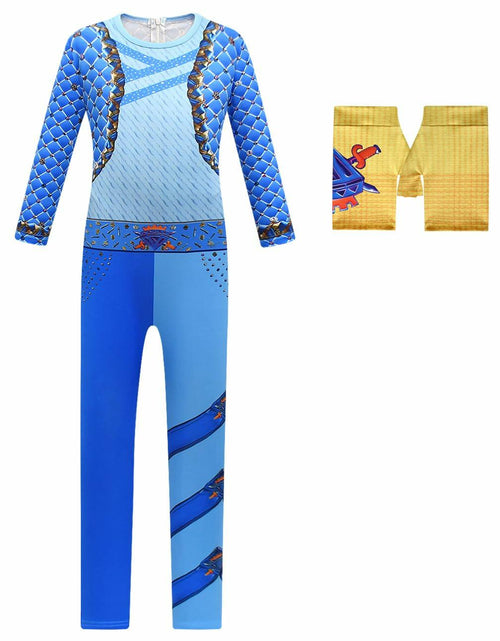 Load image into Gallery viewer, laughZuaia Girl Jumpsuit Princess Bodysuit with Glove Blue Size 5-6
