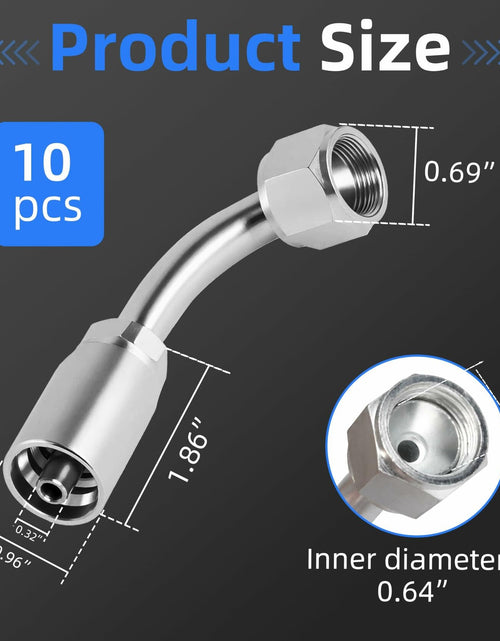 Load image into Gallery viewer, 10 pcs Hydraulic 5/16" Hose x 3/4" JIC 37° Female 90° Elbow Fittings
