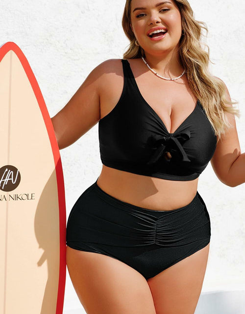 Load image into Gallery viewer, Hanna Nikole Women's High Waisted Tummy Control Bikini Bottom Black
