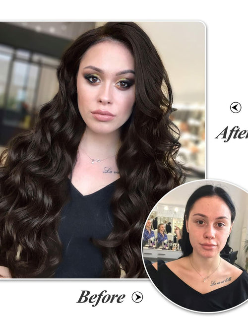 Load image into Gallery viewer, BHF 20in Wavy Clip In Synthetic Hair Extensions Full Head 6pcs Dark Brown
