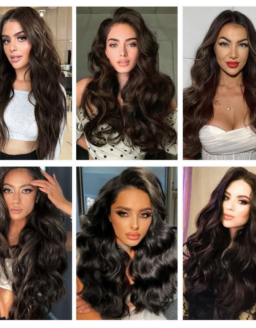 Load image into Gallery viewer, BHF 20in Wavy Clip In Synthetic Hair Extensions Full Head 6pcs Dark Brown
