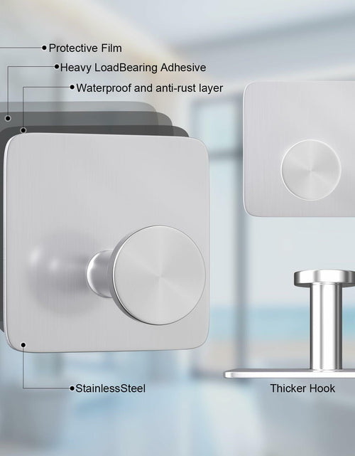 Load image into Gallery viewer, ACNISM Heavy Duty Waterproof Adhesive Hooks Stainless Steel 4 Pack Silver
