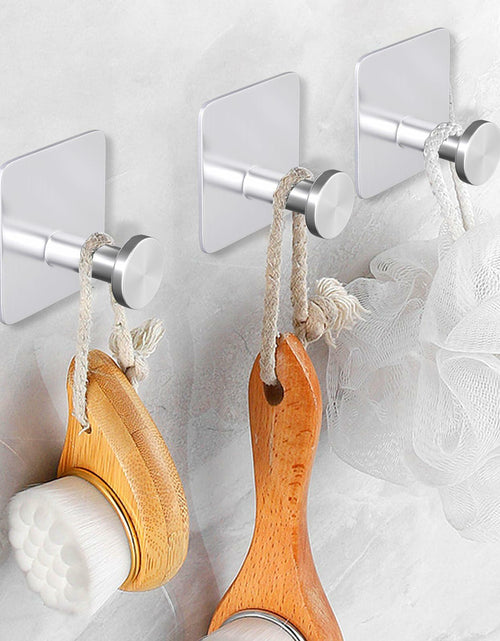 Load image into Gallery viewer, ACNISM Heavy Duty Waterproof Adhesive Hooks Stainless Steel 4 Pack Silver
