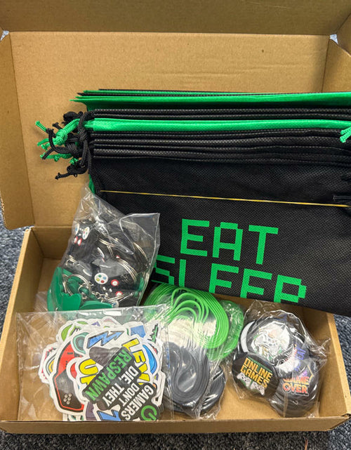 Load image into Gallery viewer, Jerify Video Game Party Favors 122 Pc Drawstring Bags Bracelets Pins Cute

