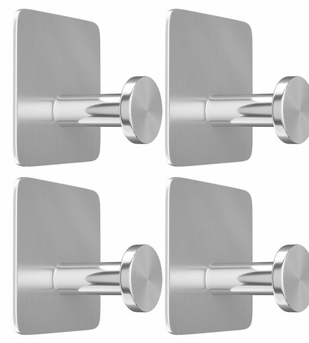 ACNISM Heavy Duty Waterproof Adhesive Hooks Stainless Steel 4 Pack Silver