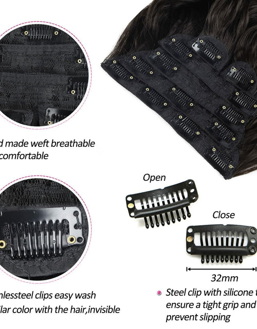 Load image into Gallery viewer, BHF 20in Wavy Clip In Synthetic Hair Extensions Full Head 6pcs Dark Brown
