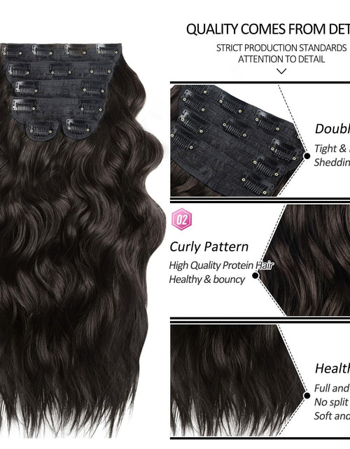 Load image into Gallery viewer, BHF 20in Wavy Clip In Synthetic Hair Extensions Full Head 6pcs Dark Brown
