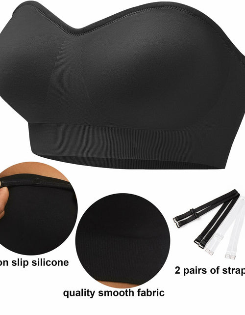 Load image into Gallery viewer, PRETTYWELL Strapless Padded Bandeau Bra Wireless Comfort Black Size L

