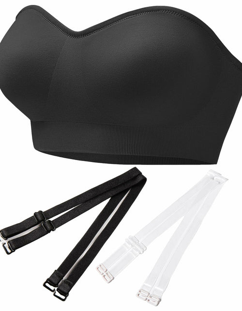 Load image into Gallery viewer, PRETTYWELL Strapless Padded Bandeau Bra Wireless Comfort Black Size L

