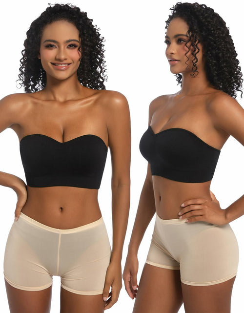 Load image into Gallery viewer, PRETTYWELL Strapless Padded Bandeau Bra Wireless Comfort Black Size L

