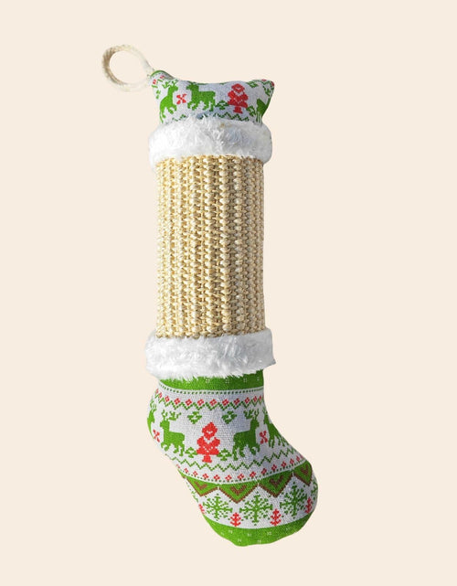 Load image into Gallery viewer, FuneeTop Interactive Cat Kicker Toy Stocking Shape 12'' Natural Sisal Red

