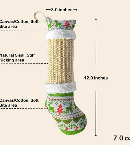 FuneeTop Interactive Cat Kicker Toy Stocking Shape 12'' Natural Sisal Red
