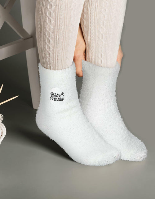 Load image into Gallery viewer, Skicuff 3 Pairs Bridesmaid Fuzzy Coral Fleece Socks Women Wedding Gifts

