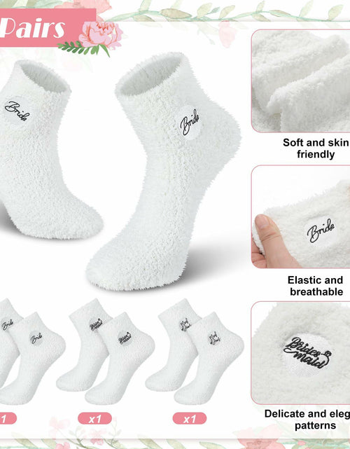 Load image into Gallery viewer, Skicuff 3 Pairs Bridesmaid Fuzzy Coral Fleece Socks Women Wedding Gifts
