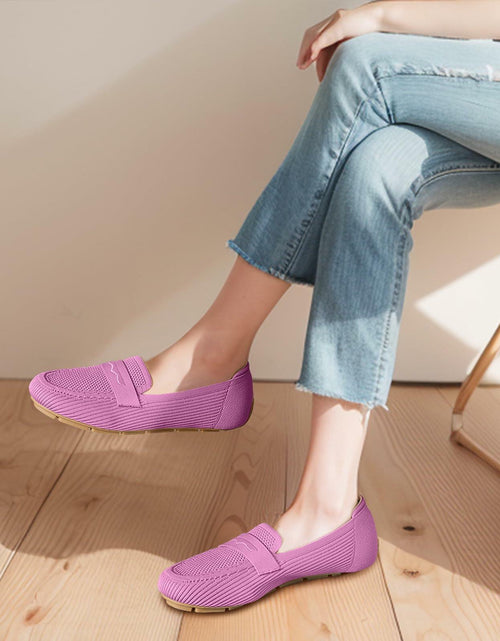Load image into Gallery viewer, Lrtyu Womens Knit Driving Loafers Comfortable Slip On Casual Pink Size 7
