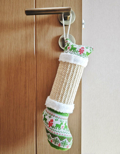 Load image into Gallery viewer, FuneeTop Interactive Cat Kicker Toy Stocking Shape 12'' Natural Sisal Red
