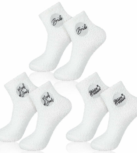 Skicuff 3 Pairs Bridesmaid Fuzzy Coral Fleece Socks Women Wedding Gifts