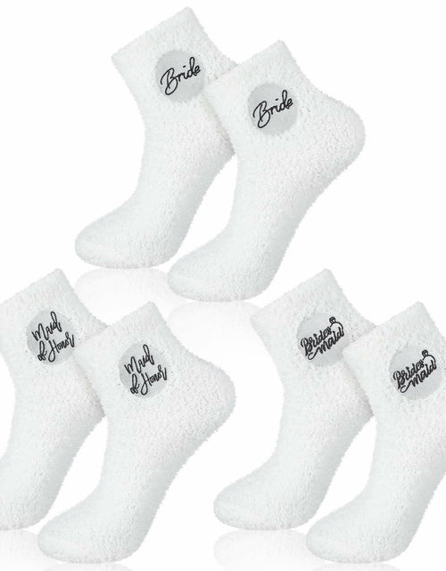 Load image into Gallery viewer, Skicuff 3 Pairs Bridesmaid Fuzzy Coral Fleece Socks Women Wedding Gifts
