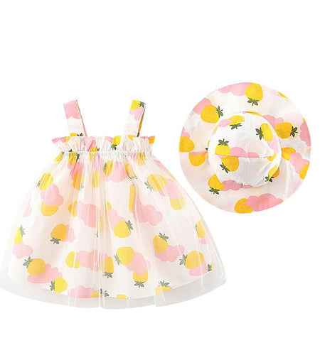 Baby Girls Strawberry Tutu Dress Mesh Pink Outfit Set Size 12-18 Months