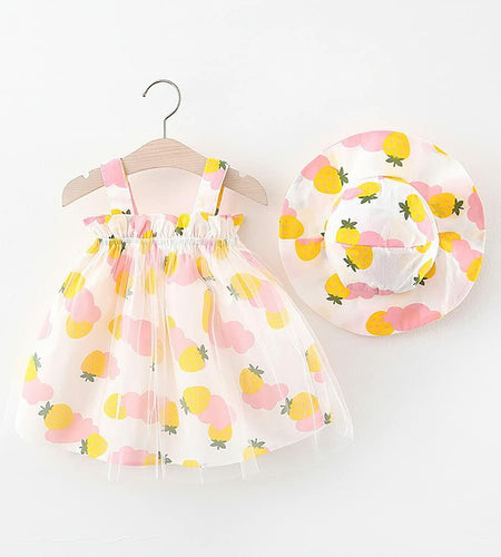 Baby Girls Strawberry Tutu Dress Mesh Pink Outfit Set Size 12-18 Months