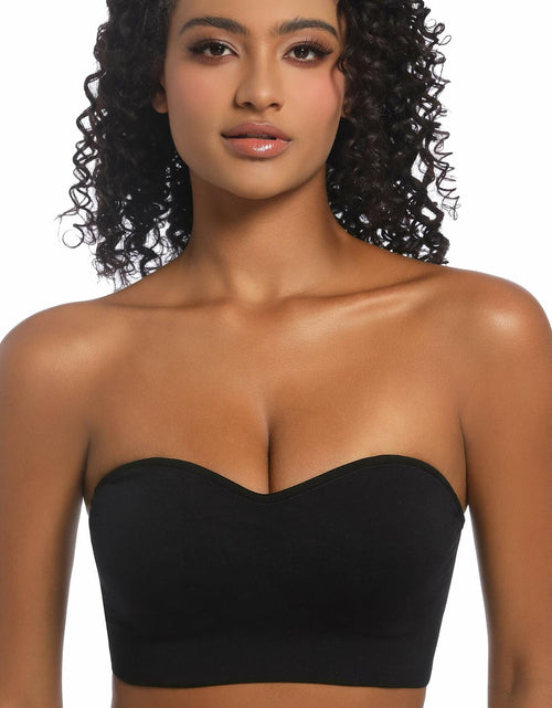 Load image into Gallery viewer, PRETTYWELL Strapless Padded Bandeau Bra Wireless Comfort Black Size L
