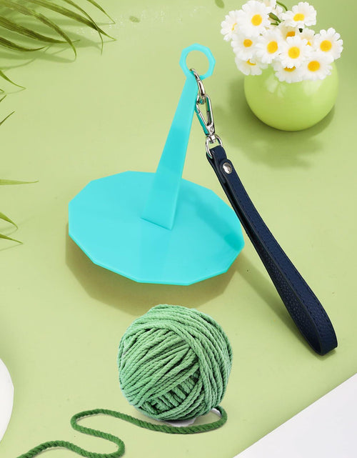 Load image into Gallery viewer, PortableWrist Yarn Holder Leather Wristband Acrylic Spinner Light Green
