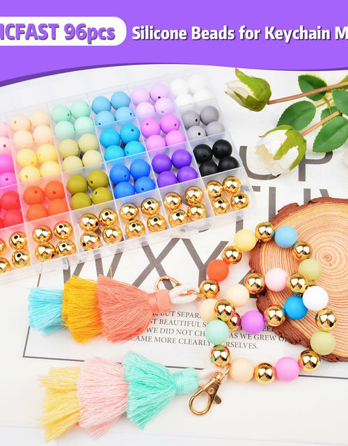 Load image into Gallery viewer, 96PCS 15mm Silicone Beads Kit 19 Colors Round DIY Crafts Bracelet Necklace
