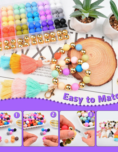 Load image into Gallery viewer, 96PCS 15mm Silicone Beads Kit 19 Colors Round DIY Crafts Bracelet Necklace
