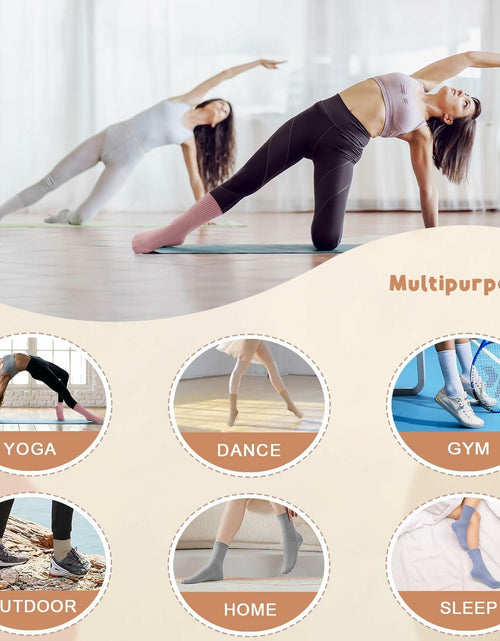 Load image into Gallery viewer, Pilates Socks with Grips Women Non Slip Cotton Yoga Ballet Crew 3 Pairs US 5-9
