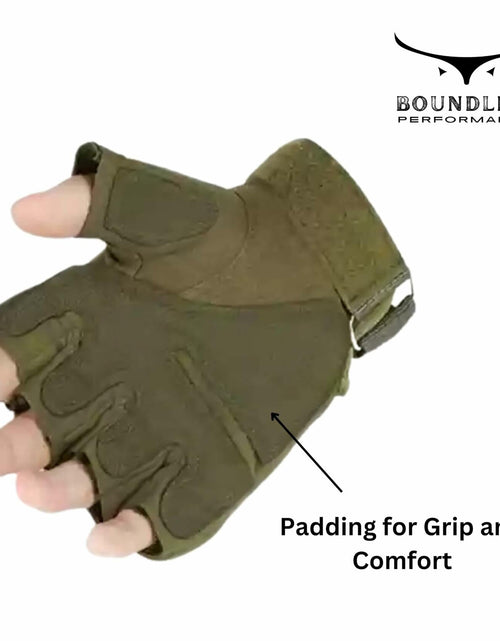 Load image into Gallery viewer, Boundless Performance Fingerless Knuckle Tactical Gloves Black
