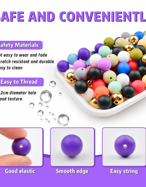Load image into Gallery viewer, 96PCS 15mm Silicone Beads Kit 19 Colors Round DIY Crafts Bracelet Necklace
