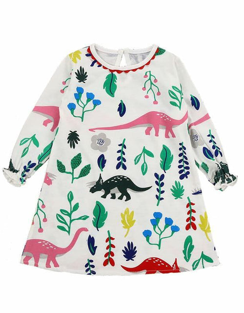 Load image into Gallery viewer, Adorable Girls Toddler Long Sleeve Cotton Dress Cartoon Bird 6T
