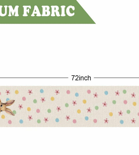 QIONG MENG Easter Table Runner Bunny Eggs Basket Flowers 13x72 Inch