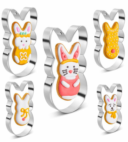 Easter Bunny Cookie Cutter Set Stainless Steel 5 Pieces Holiday Party