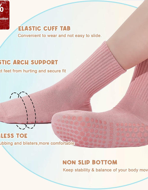 Load image into Gallery viewer, Pilates Socks with Grips Women Non Slip Cotton Yoga Ballet Crew 3 Pairs US 5-9

