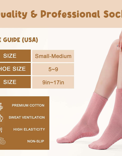 Load image into Gallery viewer, Pilates Socks with Grips Women Non Slip Cotton Yoga Ballet Crew 3 Pairs US 5-9
