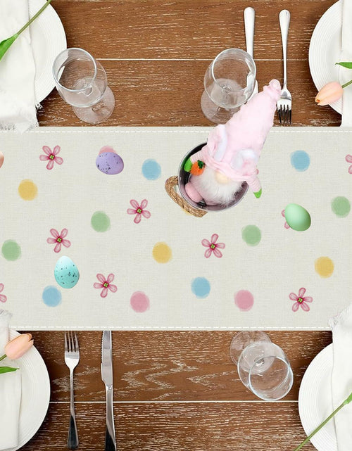 Load image into Gallery viewer, QIONG MENG Easter Table Runner Bunny Eggs Basket Flowers 13x72 Inch
