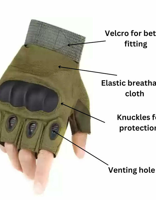Load image into Gallery viewer, Boundless Performance Fingerless Knuckle Tactical Gloves Black
