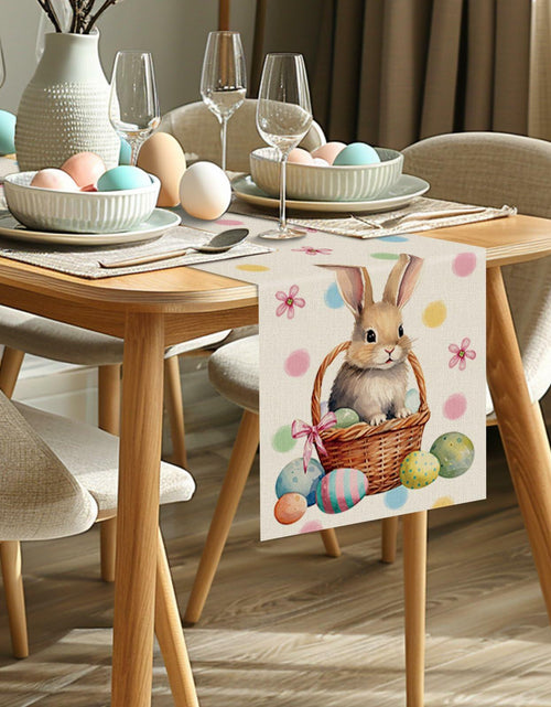 Load image into Gallery viewer, QIONG MENG Easter Table Runner Bunny Eggs Basket Flowers 13x72 Inch
