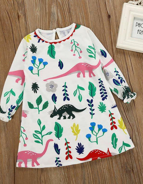 Load image into Gallery viewer, Adorable Girls Toddler Long Sleeve Cotton Dress Cartoon Bird 6T

