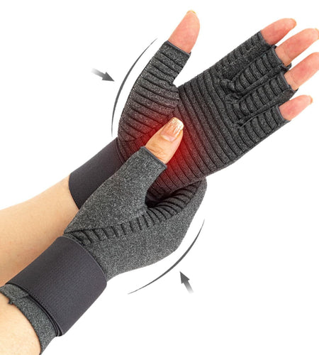 VigorGlove Copper Fit Arthritis Gloves Adjustable Belt Anti-Slip Black 2P XL