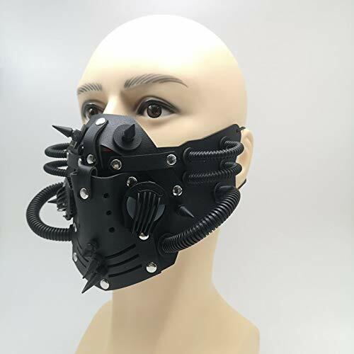 Load image into Gallery viewer, Ubauta Steampunk Leather Mask Adjustable Rivets Tubular Design Black
