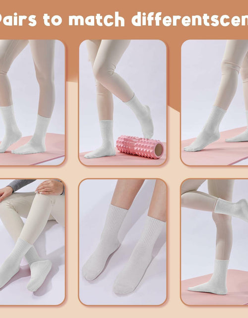 Load image into Gallery viewer, Pilates Socks with Grips Women Non Slip Cotton Yoga Ballet Crew 3 Pairs US 5-9
