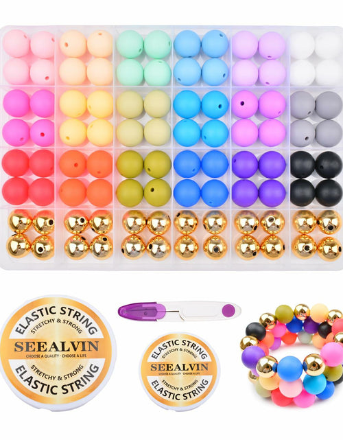 Load image into Gallery viewer, 96PCS 15mm Silicone Beads Kit 19 Colors Round DIY Crafts Bracelet Necklace
