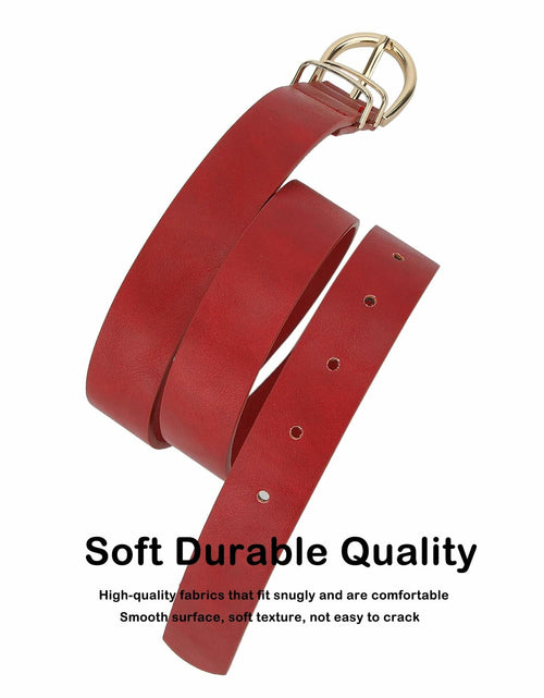 Load image into Gallery viewer, Earnda Women's Faux Leather Waist Belt Red Gold Buckle Large Size L
