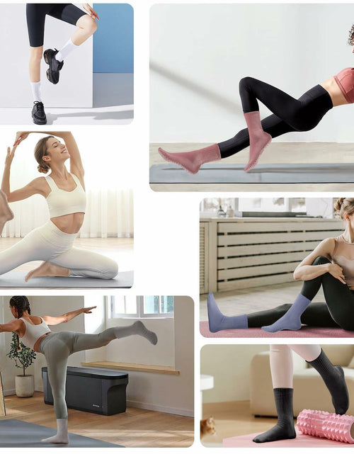 Load image into Gallery viewer, Pilates Socks with Grips Women Non Slip Cotton Yoga Ballet Crew 3 Pairs US 5-9
