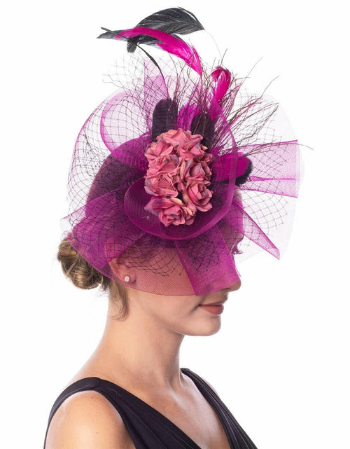 Load image into Gallery viewer, Lucky Leaf Fascinators Hair Clip Headband Pillbox Hat Fuschia Medium
