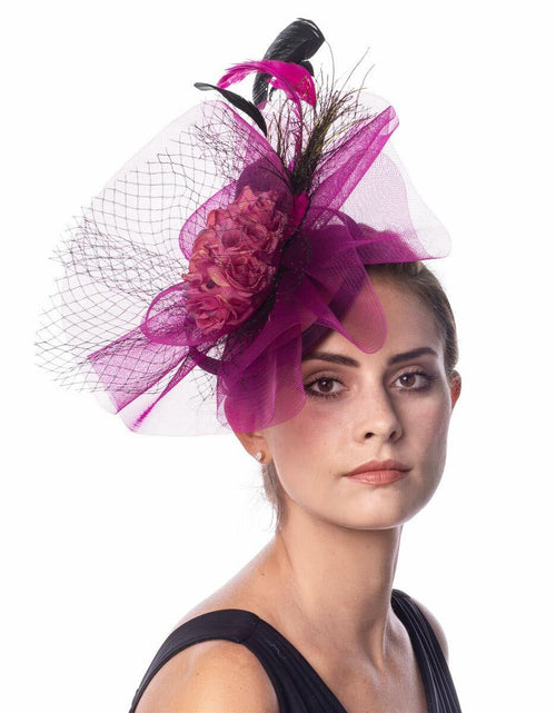 Load image into Gallery viewer, Lucky Leaf Fascinators Hair Clip Headband Pillbox Hat Fuschia Medium
