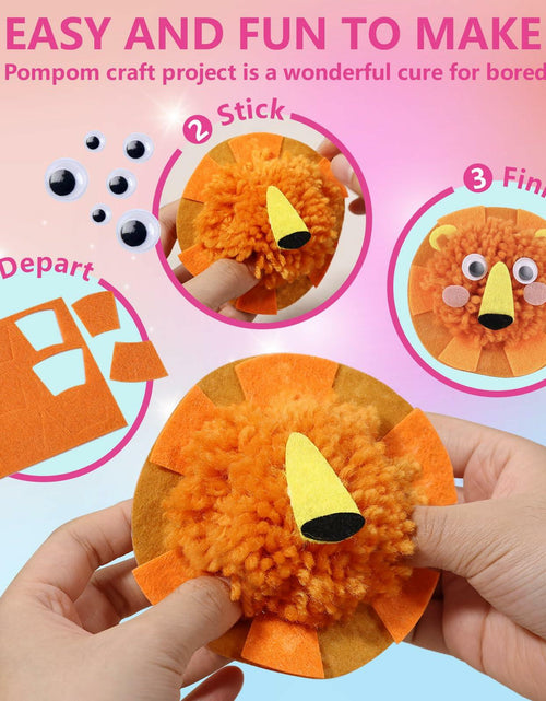 Load image into Gallery viewer, Pom Pom Craft Kit DIY Plush Animal Art Project Kids Ages 6-9
