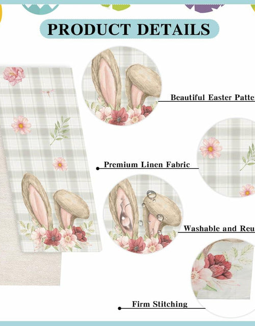 Load image into Gallery viewer, Watercolour Linen Easter Table Runner Spring Holiday Decor 13x72 Inch
